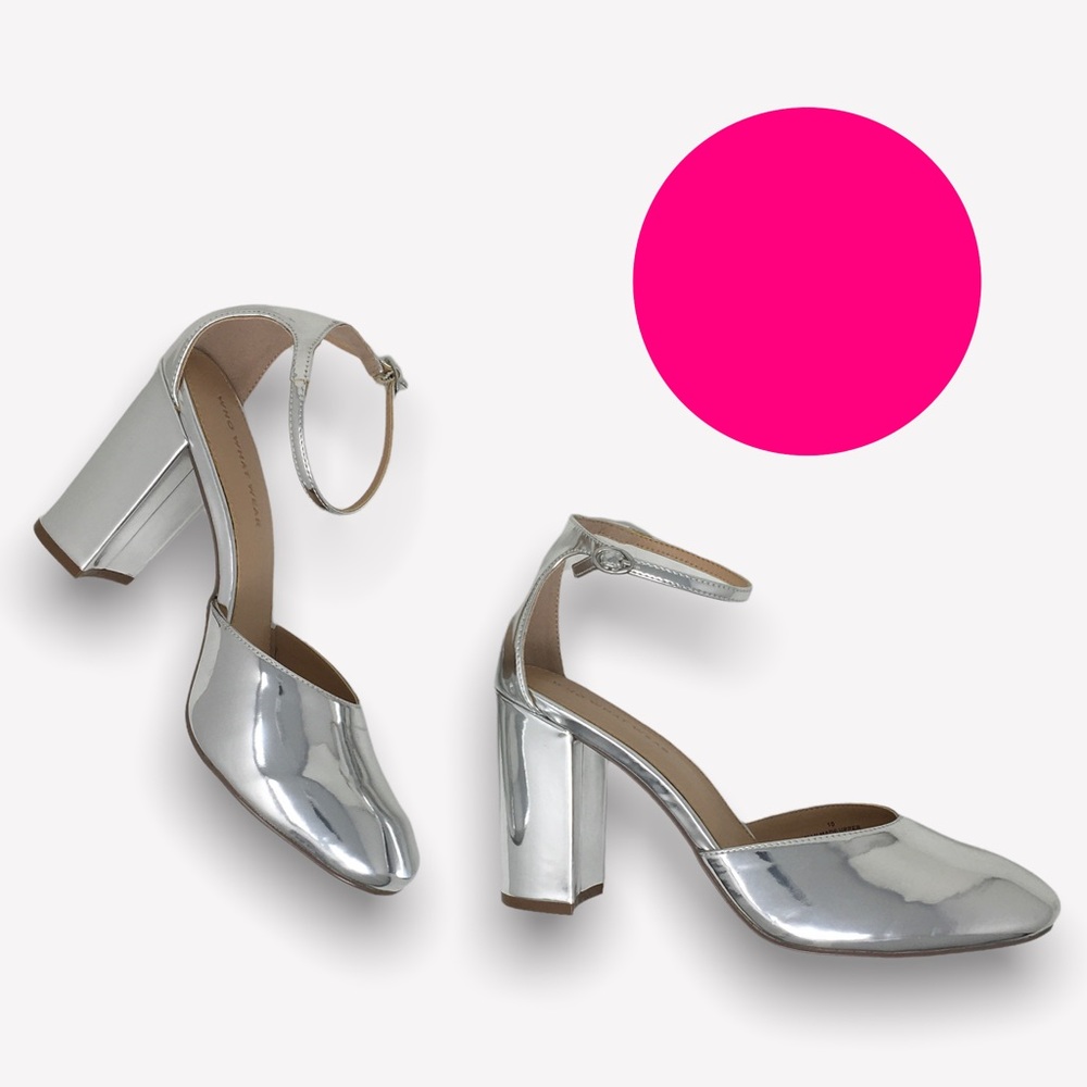 Who What Wear Silver Mirror Chrome Heels - Size 10 - Never worn. Like new!